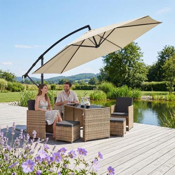 Parasol Artemis, 360° draaibaar, kantelbaar, 3 x 3 m - beige, Verzenden, Nieuw