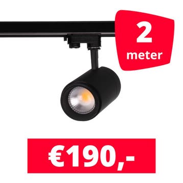 LED Railverlichting Easy Focus 30W Zwart 2 spots + 2M rails, Ophalen of Verzenden