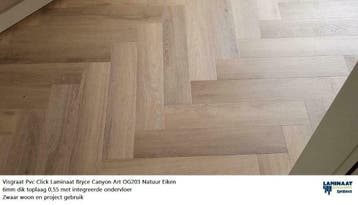 Visgraat Pvc Click Natuur Eik 6mm met ondervloer 7 X Kleuren, Ophalen, 75 m² of meer, Grijs, Nieuw