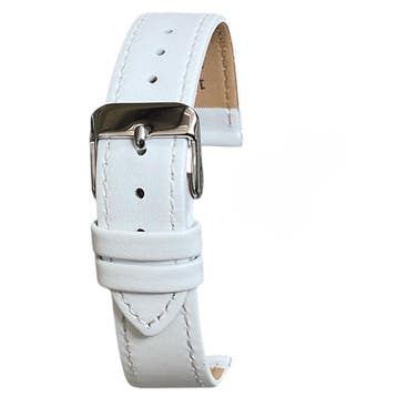 Horlogeband-echt leer-zacht-plat-mat wit-stalen gesp, Sieraden, Tassen en Uiterlijk, Horloges | Dames, Verzenden, Nieuw, Leer