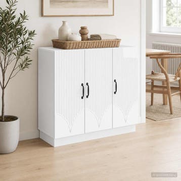vidaXL Dressoir Hoogglans Wit 89 x 34,5 x 77 cm Bewerkt hout, Verzenden, Nieuw, Overige houtsoorten, Minder dan 50 cm