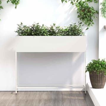 vidaXL Verhoogde Tuin Plantbak Wit 100 x 26 x 82 cm Staal, Tuin en Terras, Verzenden, Minder dan 60 cm, Nieuw, Metaal