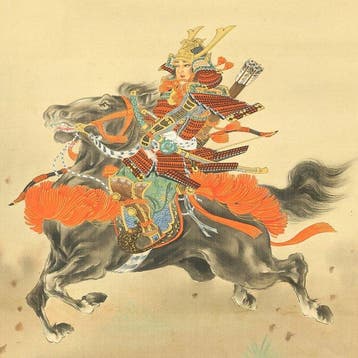 Samurai Warrior on Black Horse - Hachimantaro Minamoto no