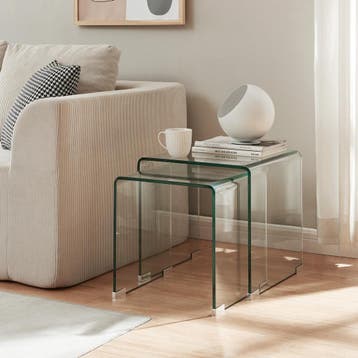 Bijzettafel Kariengem set van 2 transparant [en.casa], Verzenden, Nieuw