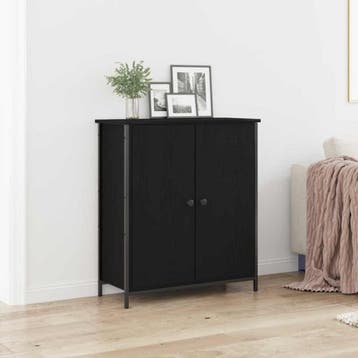vidaXL Dressoir Zwart Eiken 70 x 30 x 80 cm Bewerkt hout, Huis en Inrichting, Kasten | Dressoirs, Verzenden, Nieuw, Overige houtsoorten