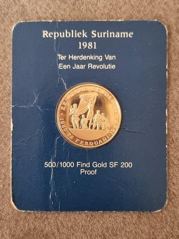 Suriname. 200 Gulden 1981 herdenkingsmunt geslagen ter