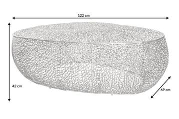 Salontafel LEAF 122cm metaal zilver handgemaakt - 38939, Huis en Inrichting, Ophalen of Verzenden, Nieuw