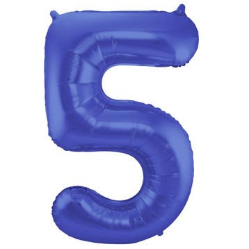 Folie Ballon cijfer 5 Metallic Blauw 86 cm, Verzenden, Nieuw, Feestartikel, Verjaardag