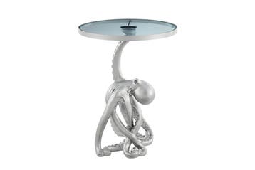 Bijzettafel WILDLIFE OCTOPUS 55 cm zilverkleurig verlicht, Ophalen of Verzenden, Nieuw