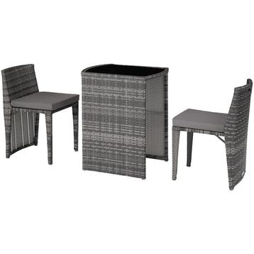Aluminium wicker bistroset Hamburg - grijs, Verzenden, Nieuw