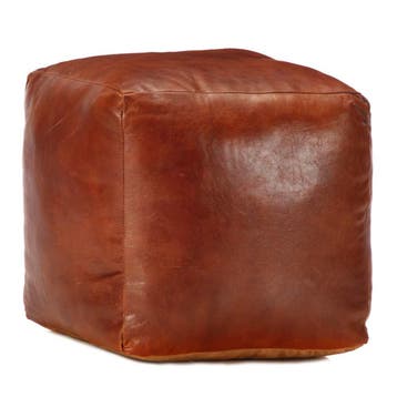 vidaXL Poef 40x40x40 cm echt geitenleer tan, Verzenden, Nieuw