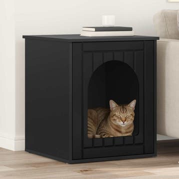 vidaXL Kattenhuis Zwart 53 x 52 x 62 cm Bewerkt hout, Verzenden, Nieuw