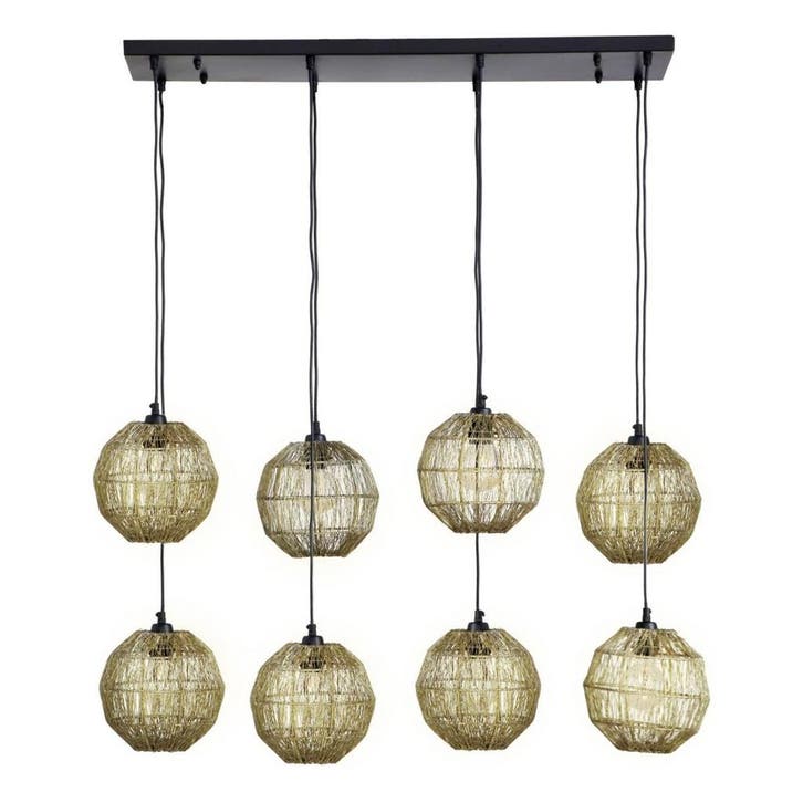 Hanglamp HERMI II 20.0 cm 8-lichts Messing, Huis en Inrichting, Lampen | Hanglampen, Nieuw, Metaal, 75 cm of meer, Ophalen of Verzenden