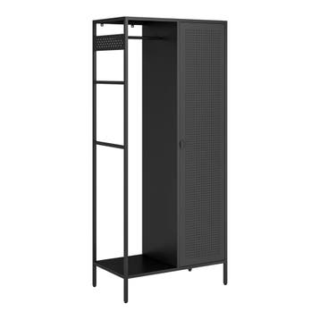 Kledingkast Puumala metaal 180x80x45 cm zwart [en.casa], Verzenden, Nieuw