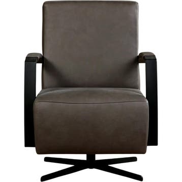 Leren draaifauteuil Mood - Rancho Steel (grijs) - Stervoet, Nieuw, Ophalen of Verzenden, 50 tot 75 cm, Industrieel, Modern