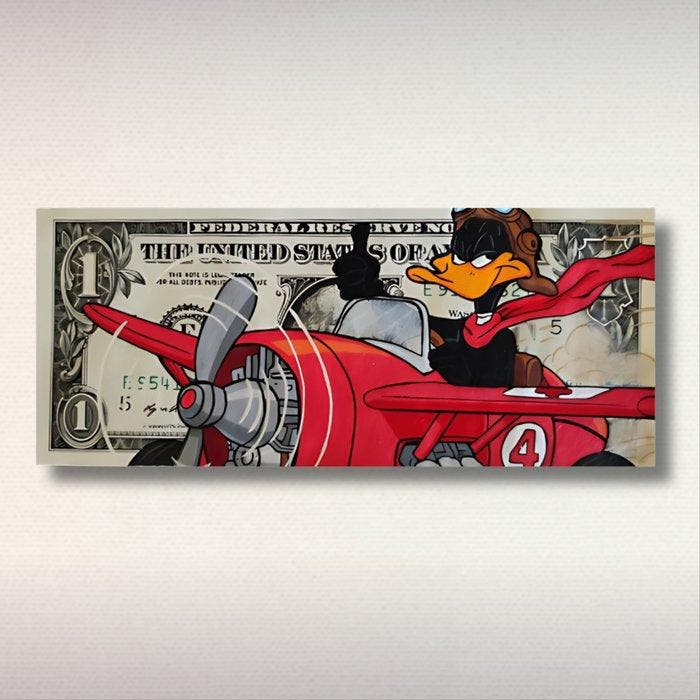 TOONS - DAFFY DUCK – SKY RACER, START CONFIDENCE, Antiek en Kunst, Kunst | Schilderijen | Modern