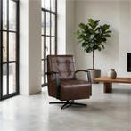 Set van 2 Leren draaifauteuils Mind - Vintage Brown (bruin), Huis en Inrichting, Fauteuils, Nieuw, Ophalen of Verzenden, 50 tot 75 cm