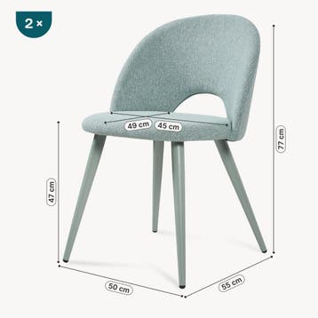 Eetkamerstoelen Karijo set van 2 stof 77x50x55 cm lichtgroen, Verzenden, Nieuw