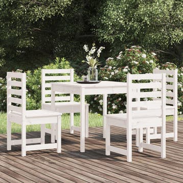 vidaXL 5-delige Tuinset massief grenenhout wit, Verzenden, Nieuw, 5 zitplaatsen, Tuinset