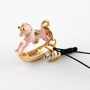 Schitterende telefoon plug hobbelpaard strass roze 90 x 2..., Ophalen of Verzenden, Nieuw, Bedel