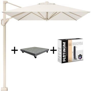 Voyager T1 zweefparasol 300x200 cm sandstone ivoor met 90kg, Tuin en Terras, Ophalen of Verzenden, Nieuw