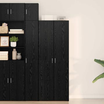 vidaXL buffetkast Zwart Eiken 70 x 42,5 x 185 cm, Minder dan 50 cm, Verzenden, Nieuw, Minder dan 100 cm