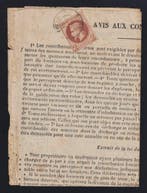 Frankrijk 1868 - Aankondiging van bijdragen, gevouwen in, Gestempeld
