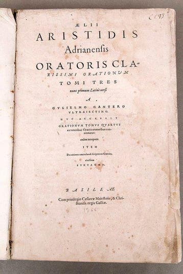 Elio Arístides - Aristidis Adrianensis Oratoris - 1566