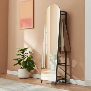 Garderobespiegel Frenraby met kledingrek 165x40x35 cm zwart, Huis en Inrichting, Woonaccessoires | Spiegels, Verzenden, Nieuw