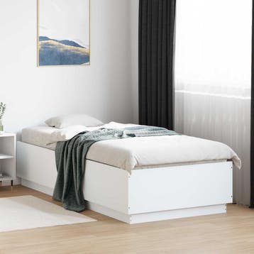 vidaXL Bed Frame met LED Wit 80 x 200 cm Bewerkt hout, Huis en Inrichting, Eenpersoons, Verzenden, Wit, Nieuw