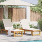 vidaXL Ligstoel 2 pcs Bruin 202 x 53 x 89 cm Massief, Verzenden, Nieuw