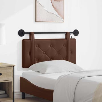 vidaXL Hangend hoofdbord Met LED-verlichting Bruin Kunstleer, Verzenden, Nieuw, Bruin, Overige materialen
