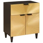 vidaXL Nachtkastje Zwart en Goud 50 x 33 x 60 cm Bewerkt, Minder dan 45 cm, Verzenden, Nieuw, 55 tot 70 cm