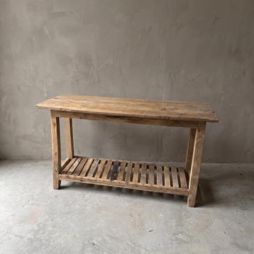Sidetable Rayhan van teak, 140 cm | World of Brosi, Ophalen of Verzenden, Nieuw