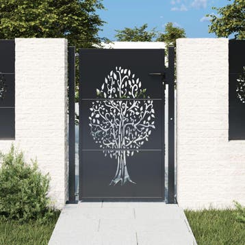 vidaXL Poort 100x125 cm met boomontwerp staal, Verzenden, Nieuw