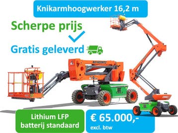 Elektrische Knikarm hoogwerker – 16 Meter Werkhoogte – 4x4, Zakelijke goederen, Ophalen of Verzenden