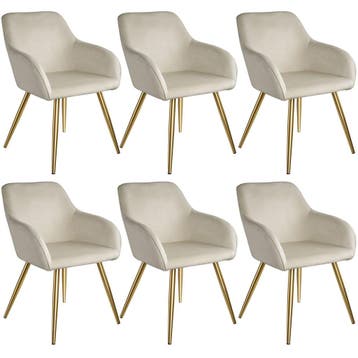 Eetkamerstoel Marilyn fluweellook, gouden poten - creme/goud, Huis en Inrichting, Stoelen, Verzenden, Nieuw