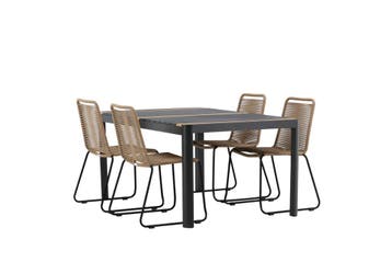 Tuintafel Pim Zwart  Teak 150*90cm 4 Stoelen The Outsider, Verzenden, Nieuw