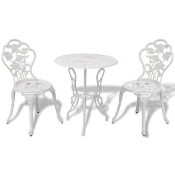 vidaXL 3-delige Bistroset gietaluminium wit, Tuin en Terras, Verzenden, Nieuw, Aluminium, 3 zitplaatsen