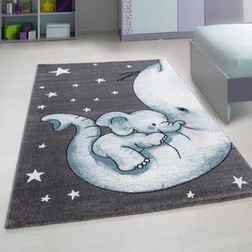 Kindervloerkleed | Kids | Olifant | Blauw | 140x200 cm, Verzenden, Nieuw