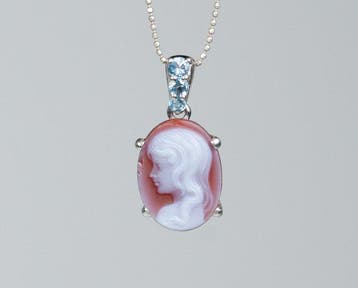 Zonder minimumprijs - Broche - 835 zilver - agaat-kamee -