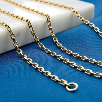 Gouden ankerschakel ketting; 14 karaat; 65 cm, Ophalen of Verzenden, Gebruikt, Goud, Goud