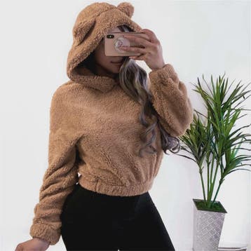 Schattige Fluffy Hoodie met Berenoren - Dames Winter Pullove, Kleding | Dames, Verzenden, Nieuw