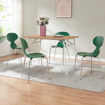 Eetkamerstoelen Kil set van 4 groen en chroom [en.casa], Huis en Inrichting, Stoelen, Verzenden, Nieuw