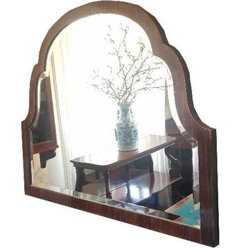 Palissander Art Deco wandspiegel ca 1925 Frankrijk 111 X 85, Antiek en Kunst, Ophalen of Verzenden