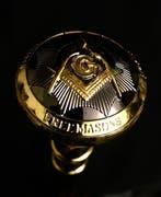 Wandelstok - Een Engelse, vrijmetselaars-wandelstok. Handvat