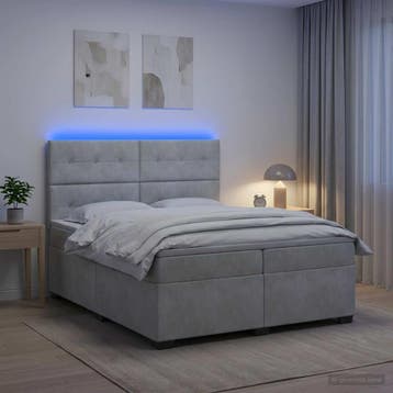 vidaXL Boxspringbed met matras Lichtgrijs 200 x 200 cm, Verzenden, Nieuw, Tweepersoons, Stof