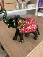 Olifant Handgemaakt – Handbeschilderd – Beeldje 14 cm, Verzenden, Nieuw, Groen, Overige materialen