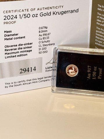 Zuid-Afrika. Krugerrand 2024 Springbok 1/50 oz Gold