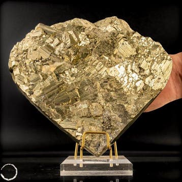 Zeldzame natuurlijke gouden kubus kristalpyriet Hart-
